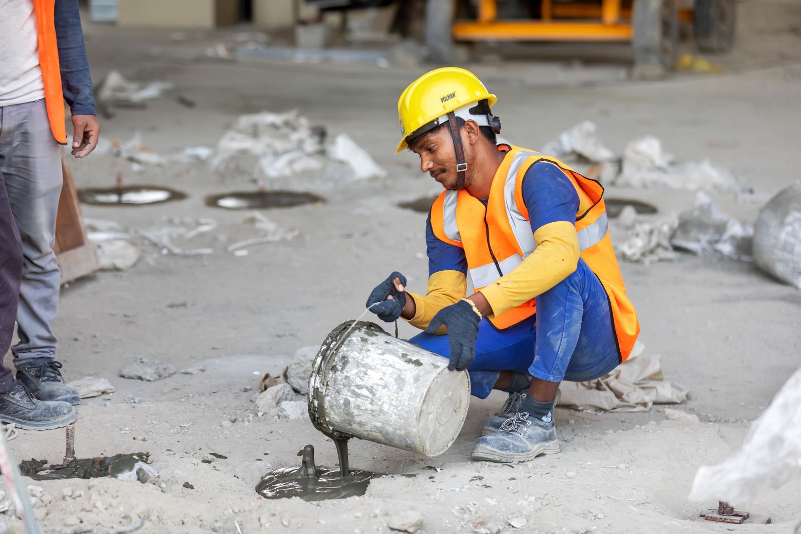 Concrete slab prepared on a building site